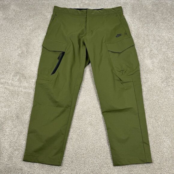NIKE TECH WOVEN UTILITY CARGO PANTS SIZE 36 MEN'S OLIVE GREEN TAPERED DH3866-326 - Picture 1 of 8